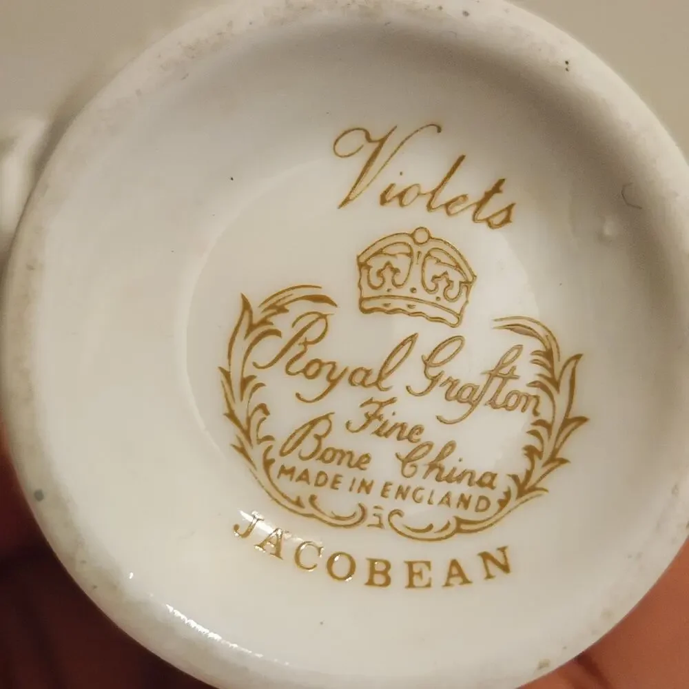 Vintage Royal Grafton Porcelain Bud Mini Vase Jacobean Violets China Decor